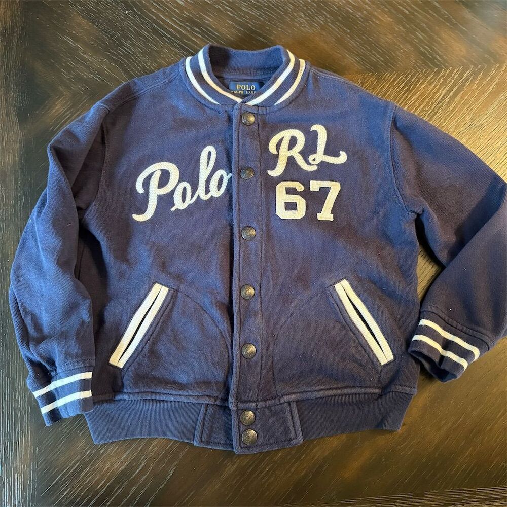 Polo Ralph Lauren Kids Varsity Jacket Blue Size 6 ‎ Snap Closure